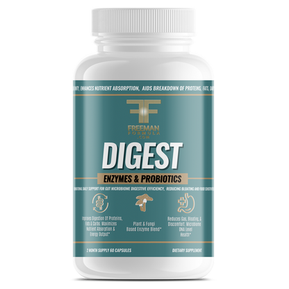 DIGEST bottle from Freeman Formula, formulated with enzymes and Probiotics
