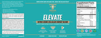 Thumbnail for Supplement label for 'Elevate' nitric oxide cellular energy blend with brand logo and ingredient list.