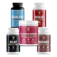 Thumbnail for Freeman Formula supplement stack featuring Visual Eyes, Relief, Full Spectrum Superfood, Vitalize, and Radiance bottles on transparent background.