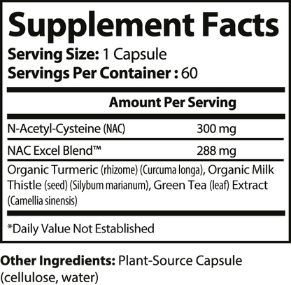 Immunize NAC Cellular Defense Label Supplement facts label with detailed ingredient list on a white background