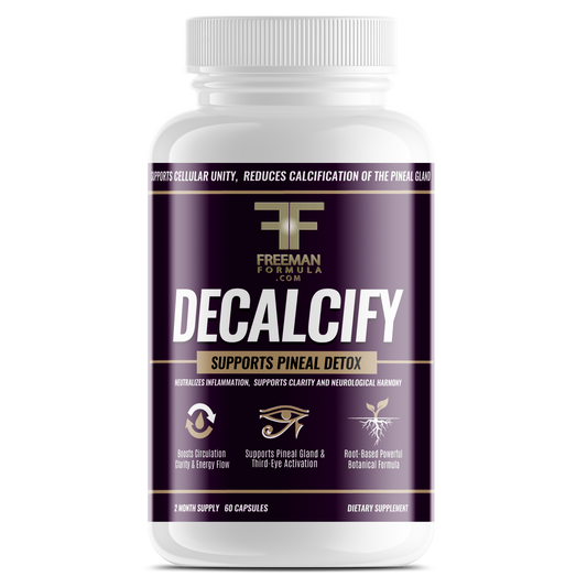Freeman Formula Decalcify supplement supports pineal gland detox, enhances mental clarity, and promotes spiritual awakening and cognitive balance.