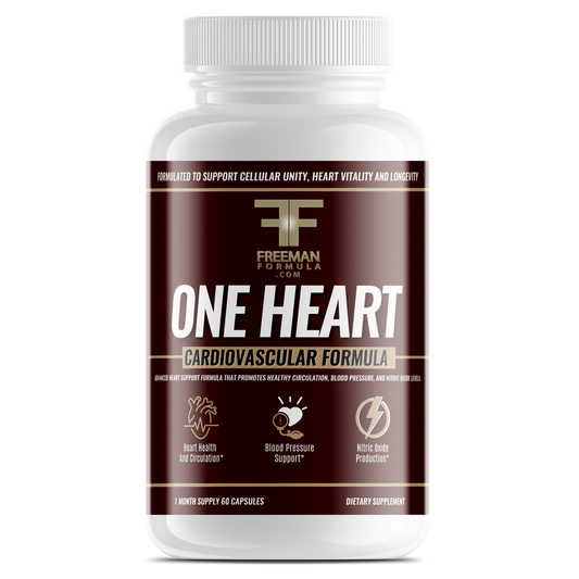 Freeman Formula One Heart supplement bottle designed to support heart health, circulation, and blood pressure balance.