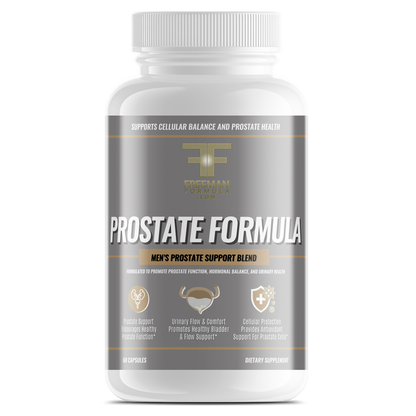 Bottle of Freeman Formula Prostate Formula men's supplement designed to support prostate function, hormonal balance, and urinary health.